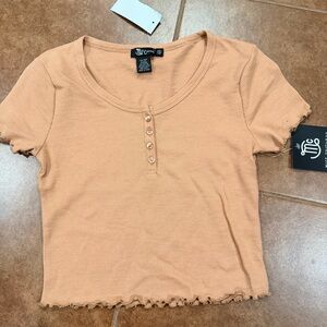 Miss Chievous Tan Button-Up Top